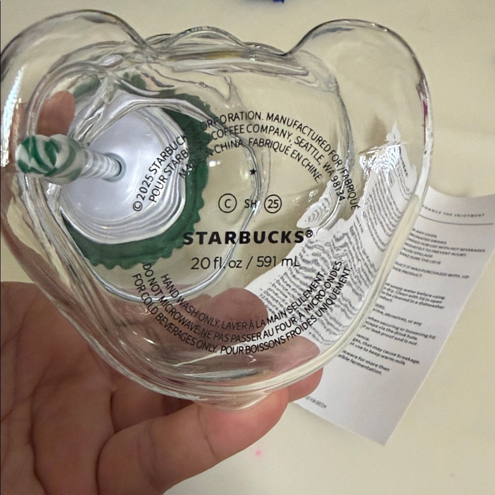 2026 Starbucks Barista Bear Cup Glass Cup Straw 20oz-591ml. - Picture 3 of 3